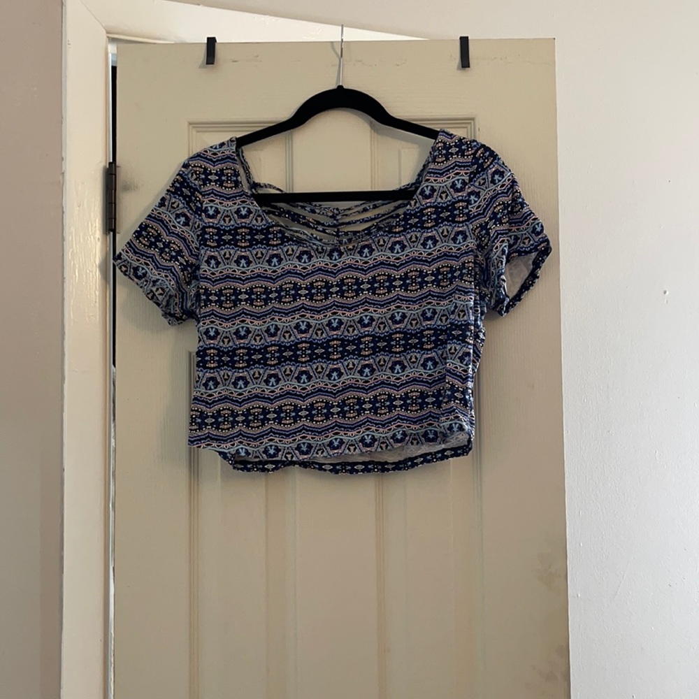Multi colored string back crop top